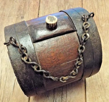 Large oak harvest costrel - large, iron