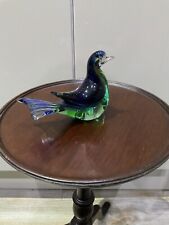 Vintage Dove Bird Murano Fratelli Toso Blue Green  Art Glass