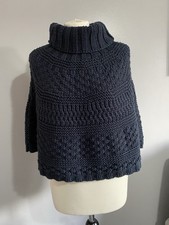 Laura Ashley Knitted Poncho / Cape – Navy Blue – One Size