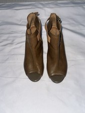 Brown Leather Peep Toe Ankle