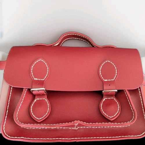 Red leather satchel cross body - red, cross-body