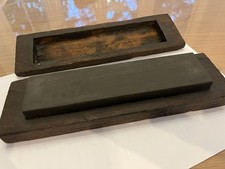 Vintage Sharpening Oil Stone in Original Antique Hardwood Case Box