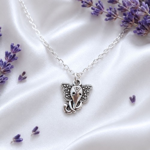 Elephant head charm necklace - elephant,