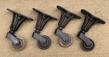 Antique Victorian Large/Heavy Duty Cast Iron Castors with Hardwood Wheels