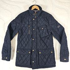 Joules Diamond Quilted Jacket Stafford Men's Size Small Navy Pockets Full Zip