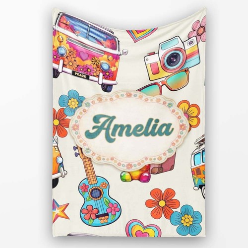 Soft fleece blanket hippie - blanket, van
