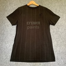 Liverpool FC Mens T-Shirt Black Crown Paints Short Sleeves Striped Sz M Medium