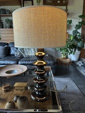 Vintage  Doulton Sheerlite 6 Hoop Table Lamp Base In Brown - Rewire - PAT Test