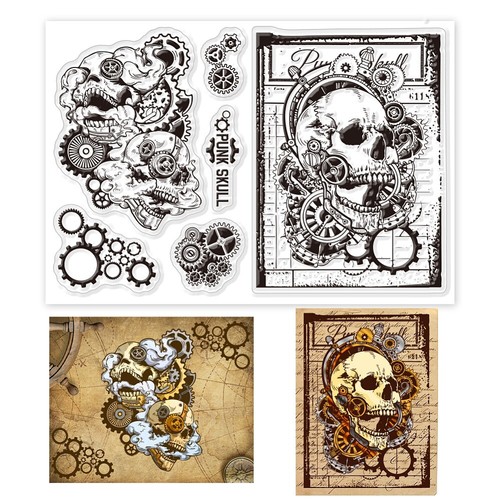 Clear stamps steampunk skull - steampunk,