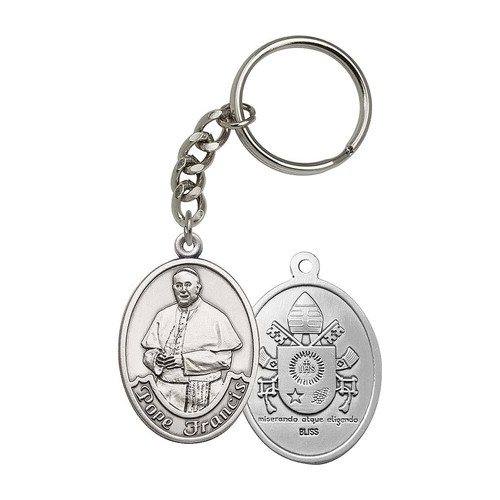Pope francis keychain silver - pope,