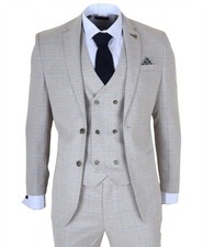 Men's Cream Check 3 Piece Suit