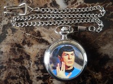 SPOCK STAR TREK CHROME POCKET WATCH WITH CHAIN