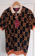 GUCCI GG Logo Cotton Knit Polo