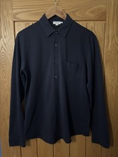 Sunspel Cotton Pique Shirt, Navy, Small