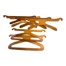 🌊 Set of (6) Vintage Steamer Trunk/Wardrobe Trunk Wooden Hangers 18.5" Wide R8