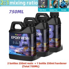 750ML Epoxy Resin Crystal Clear 2:1 Art Craft Coating Casting No bubbles