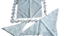 3 vintage white lace hankies