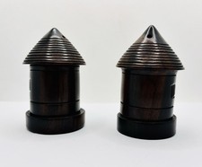 Vintage Hand Crafted Carved Wooden Salt And Pepper Pot Shaker Ebony Hardwood