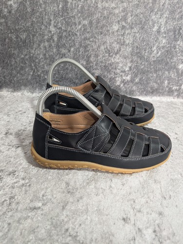 Black faux leather fisherman - black,