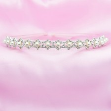 Girls Crystal/Diamante & Faux Pearl Design Headband Tiara/ Hairband