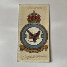 Player’s Cigarette Cards. R.A.F. Badges. No. 14. Number 20 Army Co-Op) Squadron