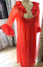 Vtg  Red Nylon Chiffon Sheer