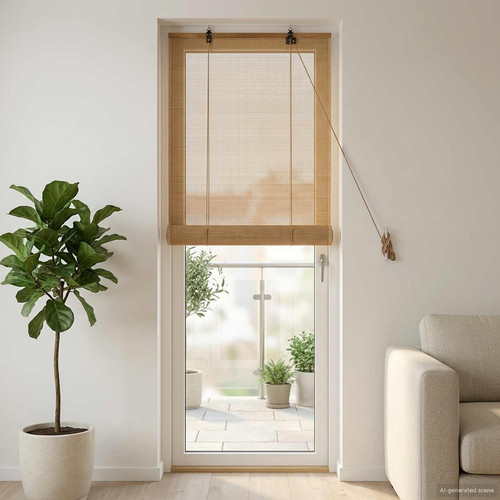 Roller blind brown - brown, bamboo