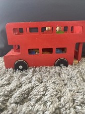The Little White Company London Wooden Red Toy Bus 