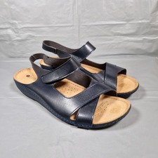 Pavers Cushion Touch Fasten Sandals Womens UK 9 Blue Flats Adjustable Open Toe