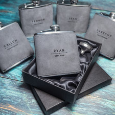 Personalised Hip Flask, Grey