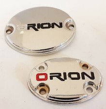 JNK1522   SET OF 2 X ORION ENGINE BADGES METAL FOR DIRT PIT BIKE ENGINES