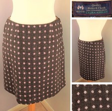 Laura Ashley Autumn Brown MOON Quality British Cloth 100% Wool Skirt, UK Size 14