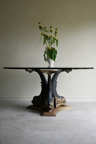 Bronze dolphin dining table - bronze,
