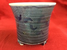 Unusual Chinese Koi Decorated Four Footed Indoor Plant Pot Excellent Condition