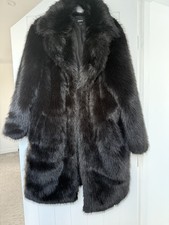 Gorgeous thick black longline faux fur coat Size 12 - never worn