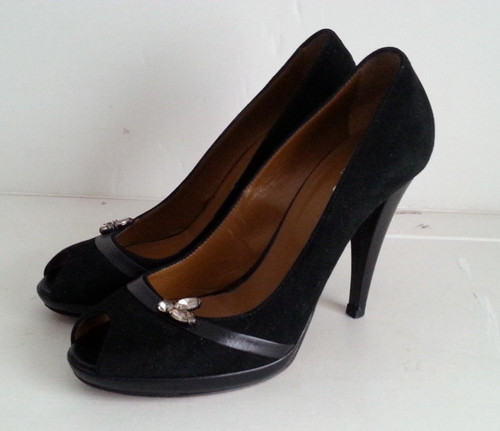 Hobbs black suede peep toe - black,