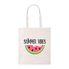 Summer Vibes Watermelon Tote Bag Cute Summer Beach Bag Cotton Shopper New