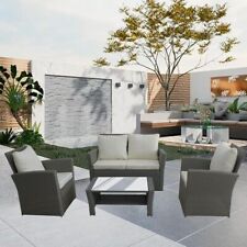 Rattan Garden Furniture Set 4 Piece Patio Table Chairs Sofa Outdoor Conservatory