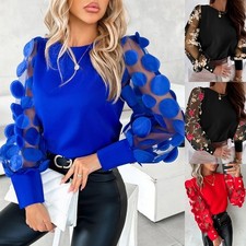 Womens Sexy Mesh Long Sleeve T