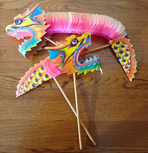 Chinese dragon paper puppets - paper,