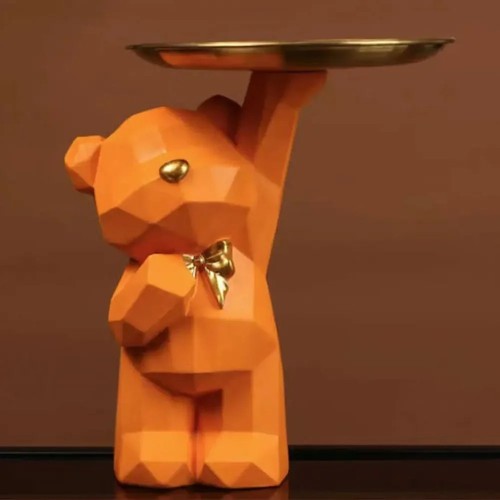 Resin geometric bear storage - geometric,