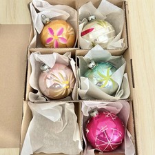 Vintage Large Glass Baubles Hand Painted Polish Christmas Ornaments