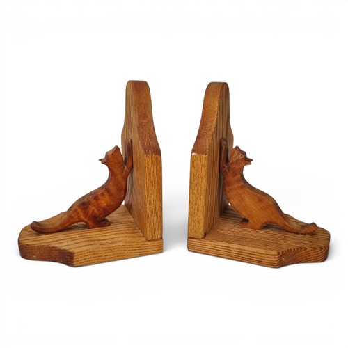 Vintage bookends wooden cat - vintage,