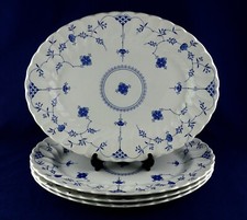 Myott Finlandia Blue & White Furnivls Oval x4 Steak / Dinner Plates 11" x 14"