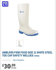 AMBLERS FS98 FOOD SIZE 11 WHITE STEEL TOE CAP SAFETY WELLIES