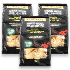 Premium Wood Wool Wax 90 Firelighters Approx Natural ECO Long Burn Fire FSC Bulk