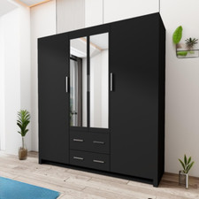 Wardrobe - Hinged Four Door Modern Wardrobe for Bedroom/Home Office with Drawers