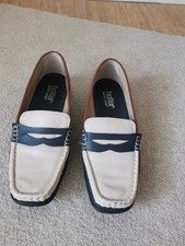 HOTTER COMFORT CONCEPT  NAVY/CREAM/TAN  WOMEN'S LOAFER SLIP ON  SHOES UK 5.5. 