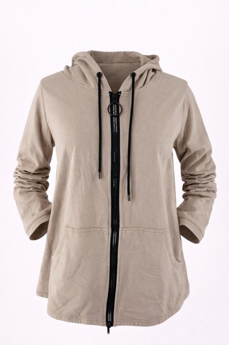 E beige longline - longline, zip