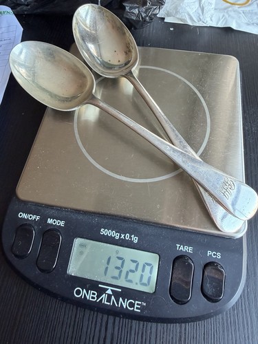 Pair solid silver table - pair,